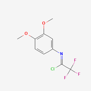 molecular formula C10H9ClF3NO2 B13683821 N-(3,4-Dimethoxyphenyl)-2,2,2-trifluoroacetimidoyl Chloride 