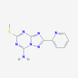 molecular formula C10H9N7S B13683837 5-(Methylthio)-2-(pyridin-2-yl)-[1,2,4]triazolo[1,5-a][1,3,5]triazin-7-amine 