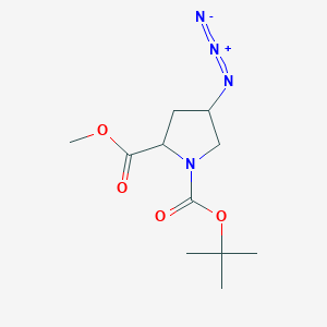 molecular formula C11H18N4O4 B1368390 1,2-Pyrrolidinedicarboxylic acid, 4-azido-, 1-(1,1-dimethylethyl) 2-methyl ester, (2S,4R)- 