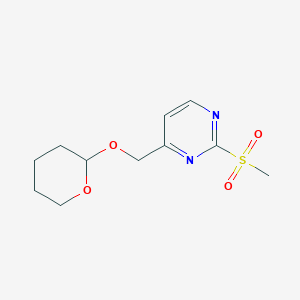 molecular formula C11H16N2O4S B13683984 2-(methylsulfonyl)-4-[(tetrahydro-2H-pyran-2-yloxy)methyl]pyrimidine 