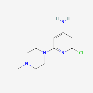 molecular formula C10H15ClN4 B13684007 2-Chloro-6-(4-methylpiperazin-1-yl)pyridin-4-amine 