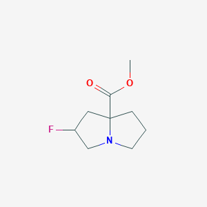 molecular formula C9H14FNO2 B13684182 Methyl 2-fluoro-1,2,3,5,6,7-hexahydropyrrolizine-8-carboxylate 