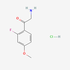molecular formula C9H11ClFNO2 B13684302 2-Amino-1-(2-fluoro-4-methoxyphenyl)ethanone Hydrochloride 