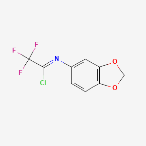 molecular formula C9H5ClF3NO2 B13684329 N-(Benzo[d][1,3]dioxol-5-yl)-2,2,2-trifluoroacetimidoyl Chloride 