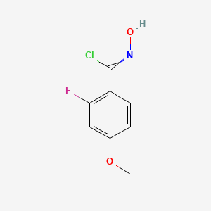 molecular formula C8H7ClFNO2 B13684492 2-Fluoro-N-hydroxy-4-methoxybenzimidoyl Chloride 