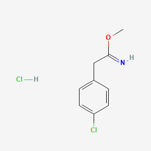 molecular formula C9H11Cl2NO B13684500 Methyl 2-(4-chlorophenyl)acetimidate hydrochloride 