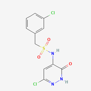 molecular formula C11H9Cl2N3O3S B13684514 N-(6-Chloro-3-hydroxy-4-pyridazinyl)-1-(3-chlorophenyl)methanesulfonamide 