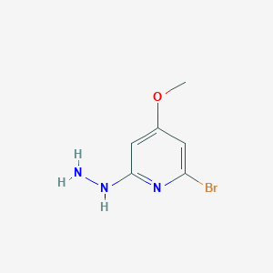 molecular formula C6H8BrN3O B13684555 2-Bromo-6-hydrazinyl-4-methoxypyridine 