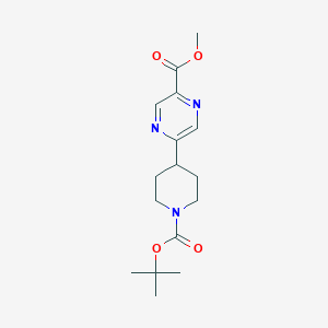 molecular formula C16H23N3O4 B13684572 Methyl 5-(1-Boc-4-piperidyl)pyrazine-2-carboxylate 