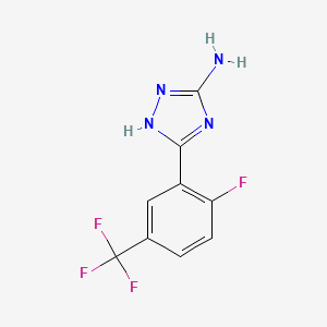 molecular formula C9H6F4N4 B13684589 5-Amino-3-[2-fluoro-5-(trifluoromethyl)phenyl]-1H-1,2,4-triazole 