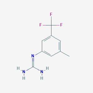 molecular formula C9H10F3N3 B13684618 1-[3-Methyl-5-(trifluoromethyl)phenyl]guanidine 