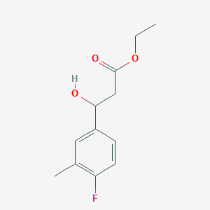 molecular formula C12H15FO3 B13684675 Ethyl 3-(4-fluoro-3-methylphenyl)-3-hydroxypropanoate 