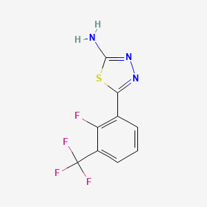 molecular formula C9H5F4N3S B13684825 2-Amino-5-[2-fluoro-3-(trifluoromethyl)phenyl]-1,3,4-thiadiazole 