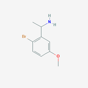molecular formula C9H12BrNO B13685143 1-(2-Bromo-5-methoxyphenyl)ethan-1-amine 