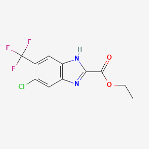 molecular formula C11H8ClF3N2O2 B13685179 Ethyl 6-Chloro-5-(trifluoromethyl)benzimidazole-2-carboxylate 