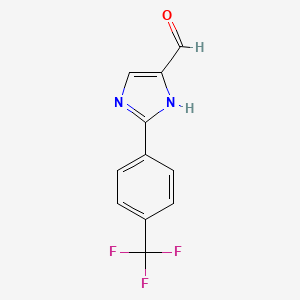 molecular formula C11H7F3N2O B13685401 1H-Imidazole-5-carboxaldehyde, 2-[4-(trifluoromethyl)phenyl]- 