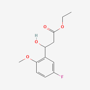 molecular formula C12H15FO4 B13685443 Ethyl 3-(5-fluoro-2-methoxyphenyl)-3-hydroxypropanoate 