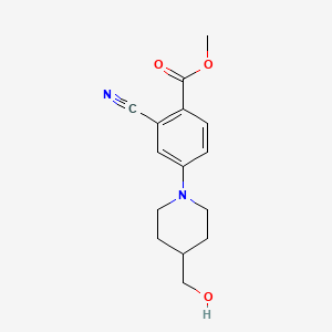 molecular formula C15H18N2O3 B13685459 Methyl 2-Cyano-4-[4-(hydroxymethyl)-1-piperidyl]benzoate 