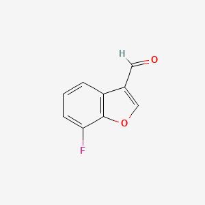 molecular formula C9H5FO2 B13685490 7-Fluorobenzofuran-3-carbaldehyde 