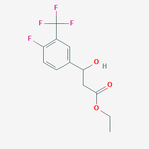 molecular formula C12H12F4O3 B13685567 Ethyl 3-[4-Fluoro-3-(trifluoromethyl)phenyl]-3-hydroxypropanoate 