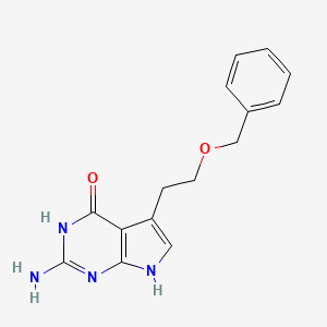 molecular formula C15H16N4O2 B13685717 2-Amino-5-[2-(benzyloxy)ethyl]-3H-pyrrolo[2,3-d]pyrimidin-4(7H)-one 