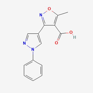 molecular formula C14H11N3O3 B13685724 5-Methyl-3-(1-phenyl-4-pyrazolyl)isoxazole-4-carboxylic Acid 