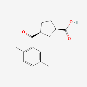 molecular formula C15H18O3 B1368573 cis-3-(2,5-Dimethylbenzoyl)cyclopentane-1-carboxylic acid 