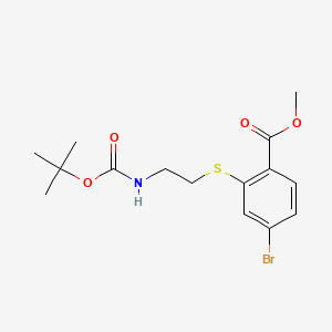molecular formula C15H20BrNO4S B13685763 Methyl 4-Bromo-2-[[2-(Boc-amino)ethyl]thio]benzoate 