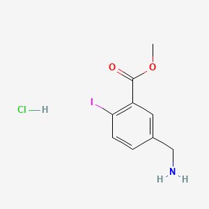 molecular formula C9H11ClINO2 B13685801 Methyl 5-(Aminomethyl)-2-iodobenzoate Hydrochloride 