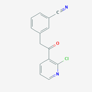 molecular formula C14H9ClN2O B1368584 2-Chloro-3-[2-(3-cyanophenyl)-1-oxoethyl]pyridine CAS No. 760193-01-9
