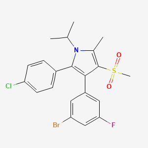 molecular formula C21H20BrClFNO2S B13685894 3-(3-Bromo-5-fluorophenyl)-2-(4-chlorophenyl)-1-isopropyl-5-methyl-4-(methylsulfonyl)-1H-pyrrole 