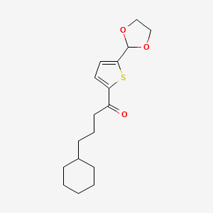 molecular formula C17H24O3S B1368592 (3-Cyclohexyl)propyl 5-(1,3-dioxolan-2-YL)-2-thienyl ketone CAS No. 898772-76-4