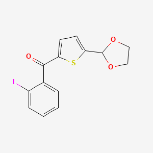 molecular formula C14H11IO3S B1368593 5-(1,3-Dioxolan-2-YL)-2-(2-iodobenzoyl)thiophene CAS No. 898778-10-4