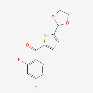 B1368596 2-(2,4-Difluorobenzoyl)-5-(1,3-dioxolan-2-YL)thiophene CAS No. 898778-76-2