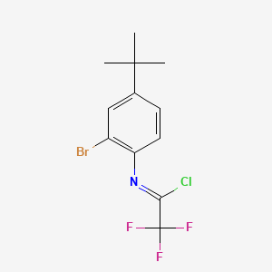 molecular formula C12H12BrClF3N B13685998 N-[2-Bromo-4-(tert-butyl)phenyl]-2,2,2-trifluoroacetimidoyl Chloride 