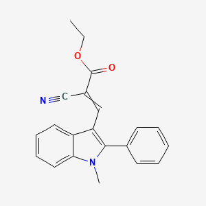 molecular formula C21H18N2O2 B13686191 Ethyl 2-Cyano-3-(1-methyl-2-phenyl-3-indolyl)acrylate 