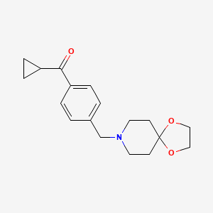 B1368628 Cyclopropyl 4-[8-(1,4-dioxa-8-azaspiro[4.5]decyl)methyl]phenyl ketone CAS No. 898758-55-9