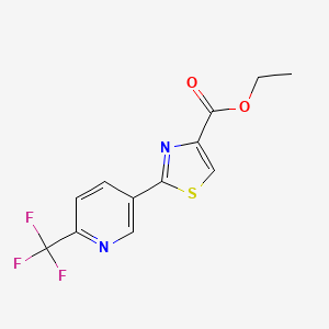molecular formula C12H9F3N2O2S B13686307 Ethyl 2-[6-(Trifluoromethyl)-3-pyridyl]thiazole-4-carboxylate 