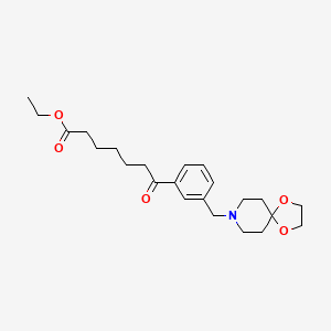 molecular formula C23H33NO5 B1368637 Ethyl 7-(3-(1,4-dioxa-8-azaspiro[4.5]decan-8-ylmethyl)phenyl)-7-oxoheptanoate CAS No. 898762-66-8