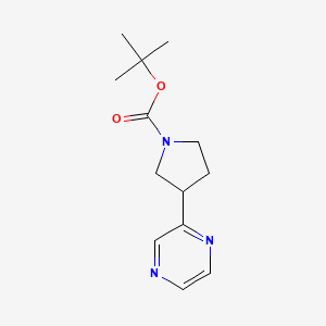molecular formula C13H19N3O2 B13686390 Tert-butyl 3-(pyrazin-2-yl)pyrrolidine-1-carboxylate 