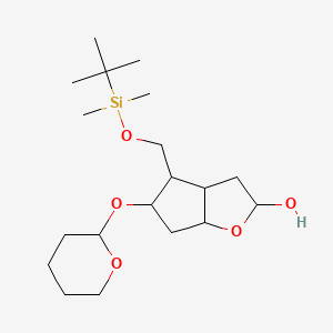 molecular formula C19H36O5Si B13686526 (3aR,4S,5R,6aS)-4-[[(tert-Butyldimethylsilyl)oxy]methyl]-5-[(tetrahydro-2H-pyran-2-yl)oxy]hexahydro-2H-cyclopenta[b]furan-2-ol 