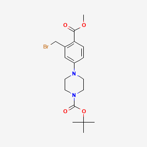 molecular formula C18H25BrN2O4 B13686636 Methyl 2-(Bromomethyl)-4-(4-Boc-1-piperazinyl)benzoate 