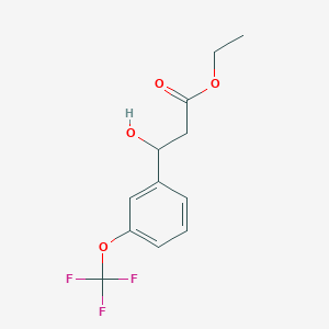 molecular formula C12H13F3O4 B13686655 Ethyl 3-hydroxy-3-(3-(trifluoromethoxy)phenyl)propanoate 