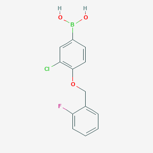 molecular formula C13H11BClFO3 B1368683 (3-Chloro-4-((2-fluorobenzyl)oxy)phenyl)boronic acid CAS No. 870777-28-9