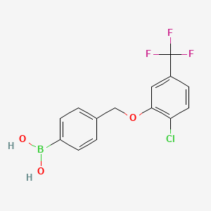 molecular formula C14H11BClF3O3 B1368685 (4-((2-Chloro-5-(trifluoromethyl)phenoxy)methyl)phenyl)boronic acid CAS No. 849062-05-1
