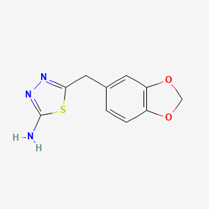 molecular formula C10H9N3O2S B13686875 5-(Benzo[d][1,3]dioxol-5-ylmethyl)-1,3,4-thiadiazol-2-amine 