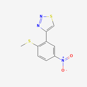 molecular formula C9H7N3O2S2 B13686878 4-[2-(Methylthio)-5-nitrophenyl]-1,2,3-thiadiazole 