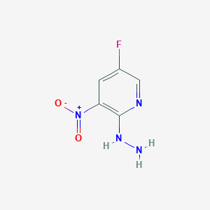 molecular formula C5H5FN4O2 B13686930 5-Fluoro-2-hydrazinyl-3-nitropyridine 