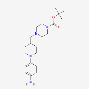 molecular formula C21H34N4O2 B13686943 4-[4-[(4-Boc-1-piperazinyl)methyl]-1-piperidyl]aniline 