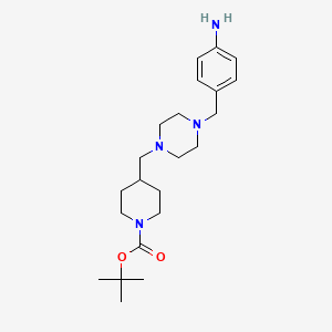 molecular formula C22H36N4O2 B13687137 4-[[4-[(1-Boc-4-piperidyl)methyl]-1-piperazinyl]methyl]aniline 
